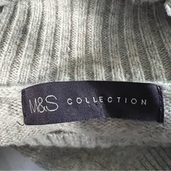 Marks & Spencer M&S Gray Marl Women’s Lambswool Turtleneck Sweater Medium Petite - Picture 4 of 5